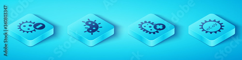 Set Isometric Negative virus, Virus, Corona virus 2019-nCoV and Positive virus icon. Vector