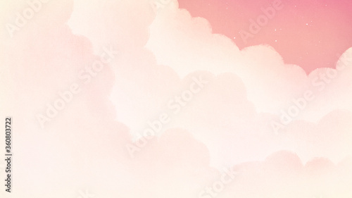 雲の隙間から見える星空の幻想的なイラスト ファンタジー背景装飾 夢