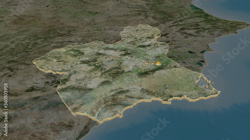 Región de Murcia, Spain - extruded with capital. Satellite