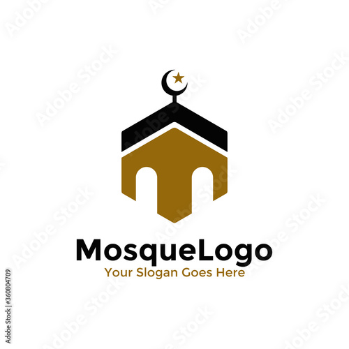 Letter M for islamic logo vector, creative muslim design, simple mosque logo design