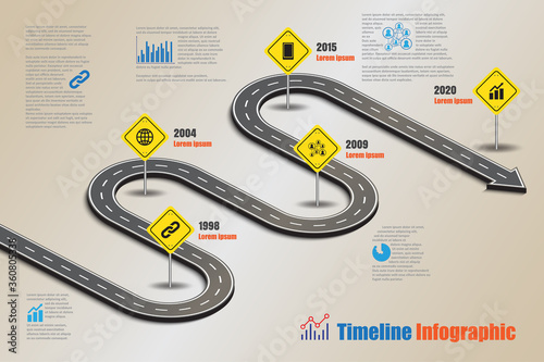 Business road map timeline infographic template with pointers designed for abstract background milestone modern diagram process technology digital marketing data presentation chart Vector illustration