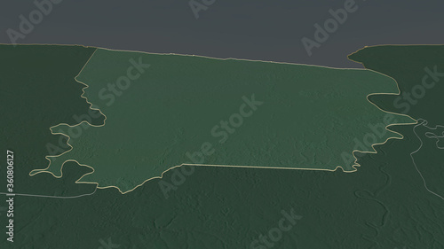 Coronie, Suriname - outlined. Relief photo