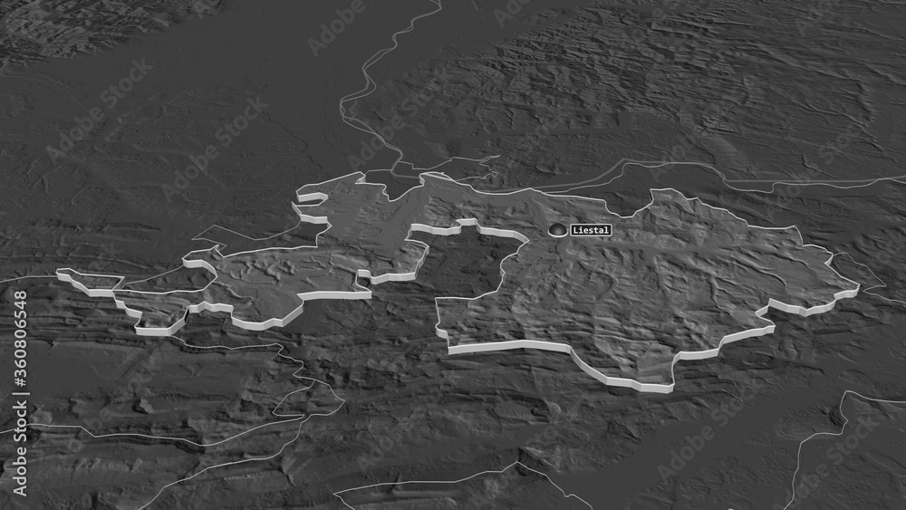 Basel-Landschaft, Switzerland - extruded with capital. Bilevel