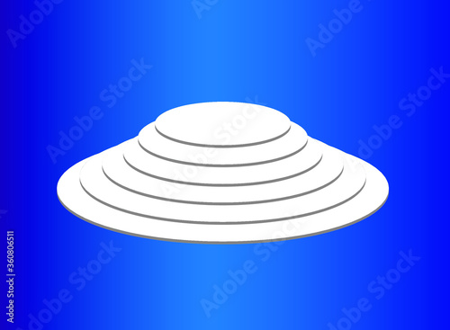 Podium 3d round 6 steps blue background. Circle 3d design render white podium for presentation vector illustration