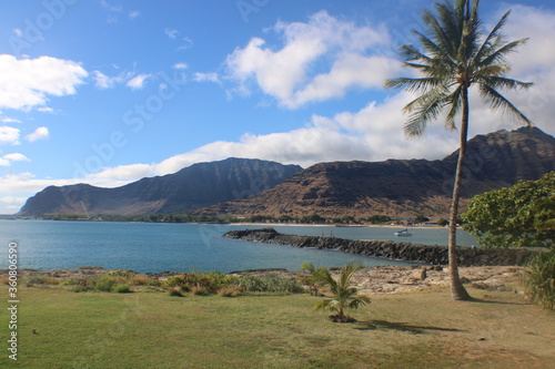 Pokai Bay Beach Oahu Island Hawaii photo