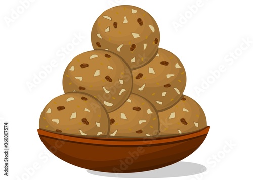 Methi or Fenugreek laddu Indian Sweets or Mithai Food Vector