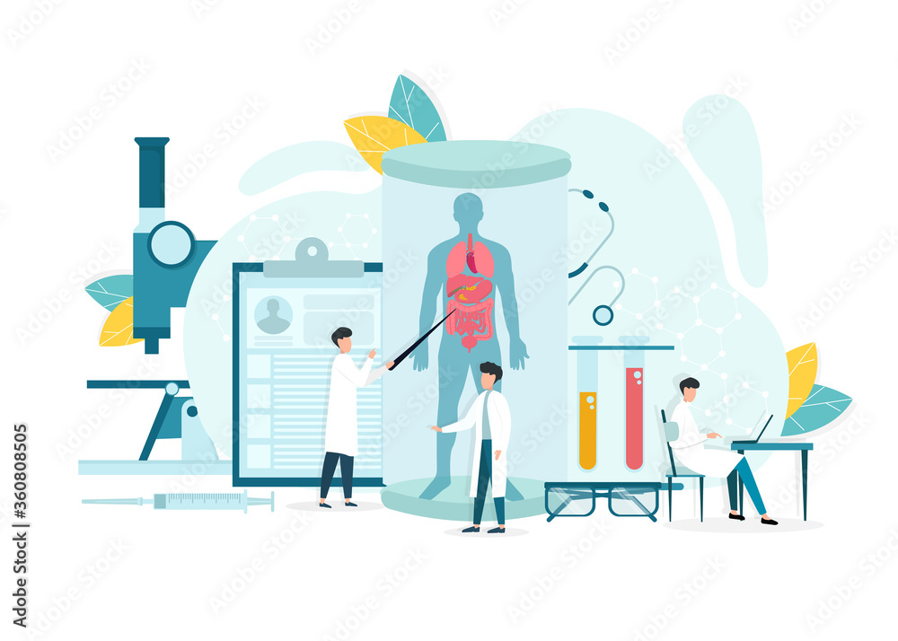 Medical research concept, scientists in laboratory researching human body Medical research concept, scientists in laboratory researching human body
