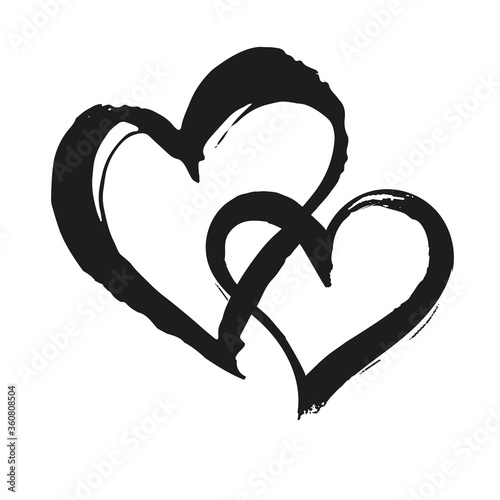 Brush painted vector heart.