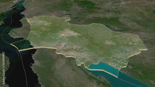 Katavi, Tanzania - extruded with capital. Satellite photo