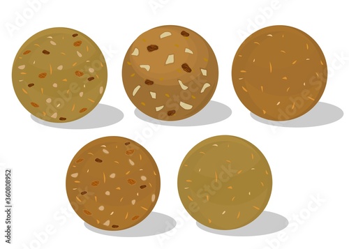 Methi,Fenugreek,sonth laddu Indian Sweets or Mithai Food Vector
