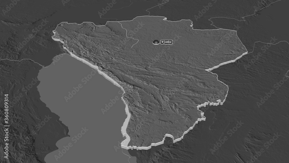 Njombe, Tanzania - extruded with capital. Bilevel Njombe, Tanzania - extruded with capital. Bilevel