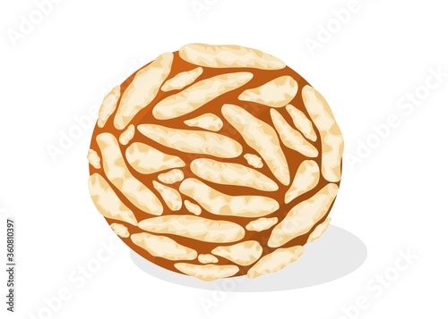 Murmura,Pori Urundai,Puffed Rice laddu Indian Sweets or Mithai Food Vector