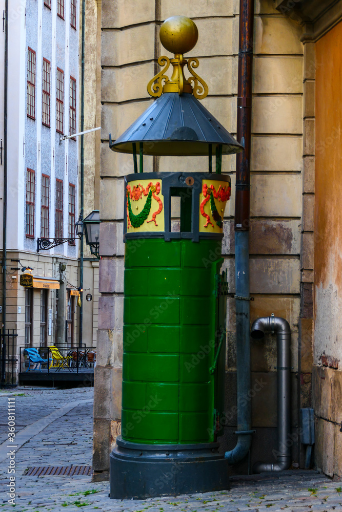 Stockholm, Sweden A public urinal in Old Town or Gamla Stan. Stockholm, Sweden A public urinal in Old Town or Gamla Stan.