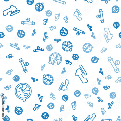 Set line Water meter, Water tap and Industry pipe and manometer on seamless pattern. Vector