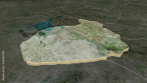 Aksaray, Turkey - extruded with capital. Satellite