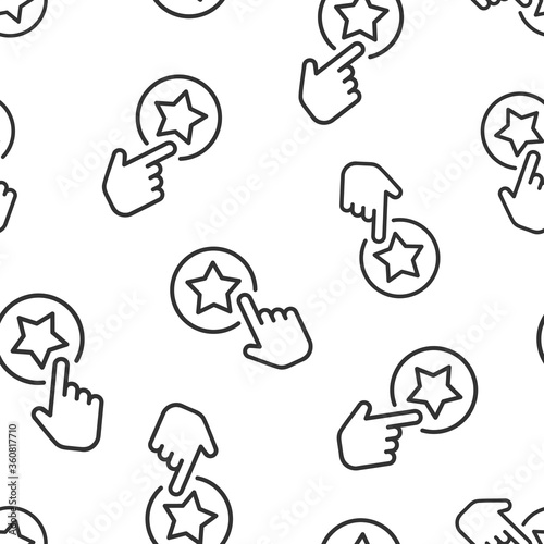 Click loyalty card icon in flat style. Hand on reward vector illustration on white isolated background. Discount seamless pattern background business concept.