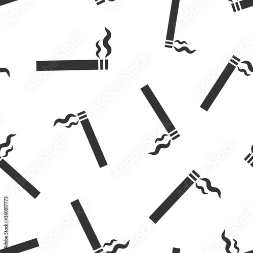 Cigarette icon in flat style. Smoke vector illustration on white isolated background. Nicotine seamless pattern business concept.