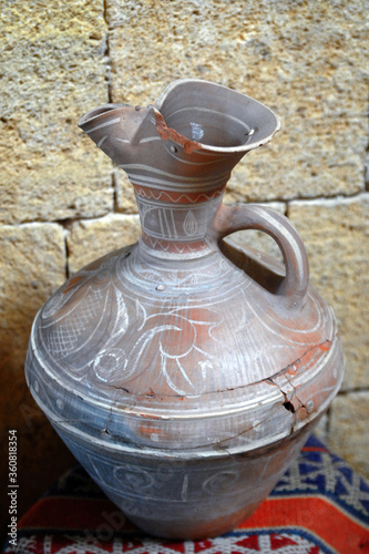 Ancient Dagestan ceramic vessel. Derbent, Dagestan, North Caucasus, Russia. photo