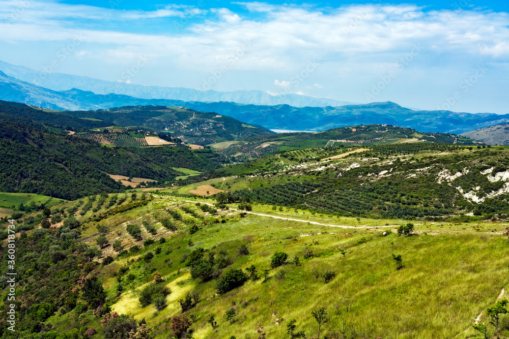 panoramic view of the valley of the mountains in albania