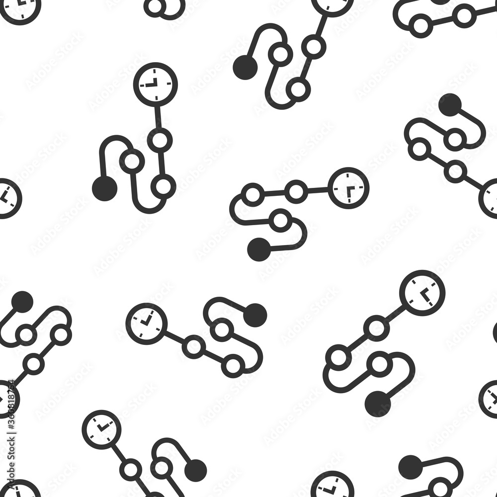 Fototapeta Timeline icon in flat style. Progress vector illustration on white isolated background. Diagram seamless pattern business concept.