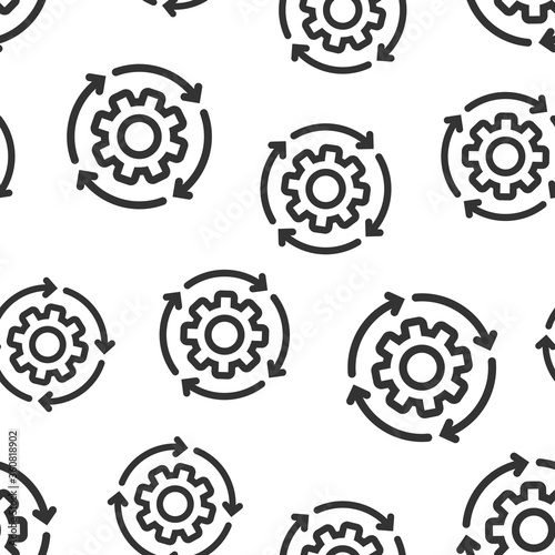 Workflow icon in flat style. Gear effective vector illustration on white isolated background. Process organization seamless pattern business concept.
