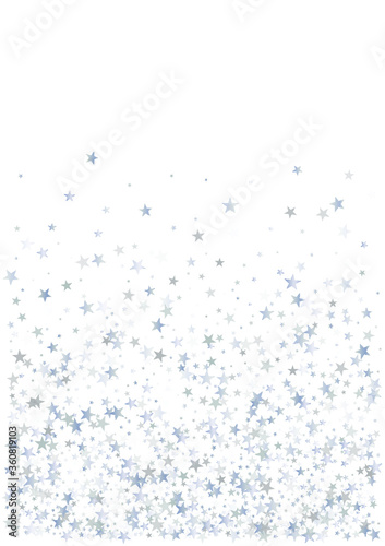 silver stars background  sparkling christmas lights confetti falling isolated on white. magic shining Flying stars glitter cosmic backdrop  sparkle vector border.