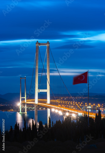 Osman Gazi Bridge in Izmit, Kocaeli, Turkey. photo