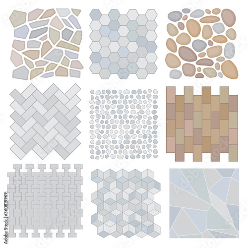 Set of vector street pavements.