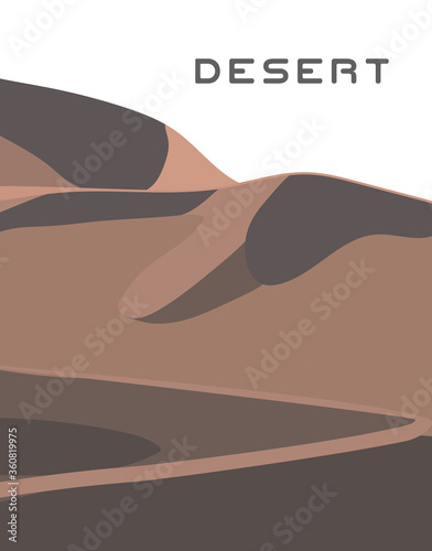 Abstract background desert landscape. Nature scene for cover book design. Wave shape for poster, brochure, flyer. Vector flat illustration