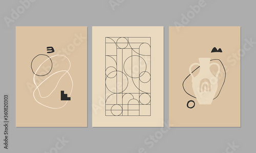 Collection of contemporary art posters in pastel colors. Abstract deisgn for home decor, social media, postcards, prints. Universal aesthetic vector illustrations