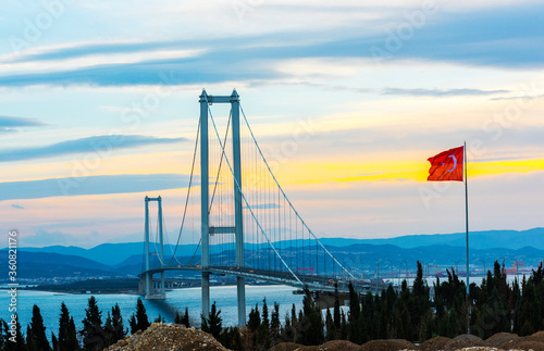 Osman Gazi Bridge in Izmit, Kocaeli, Turkey. photo