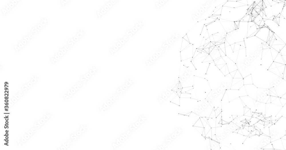 Abstract 3D illustration background motion transformation with Zen white gray dots lines on plexus pattern of future innovation technology digital business network connection