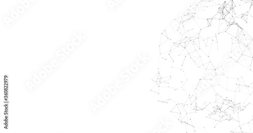 Abstract 3D illustration background motion transformation with Zen white gray dots lines on plexus pattern of future innovation technology digital business network connection