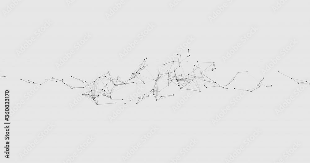 Abstract 3D illustration background motion transformation with Zen white gray dots lines on plexus pattern of future innovation technology digital business network connection