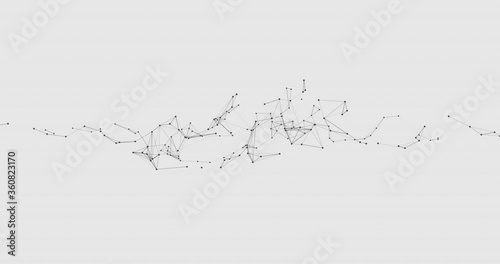 Abstract 3D illustration background motion transformation with Zen white gray dots lines on plexus pattern of future innovation technology digital business network connection