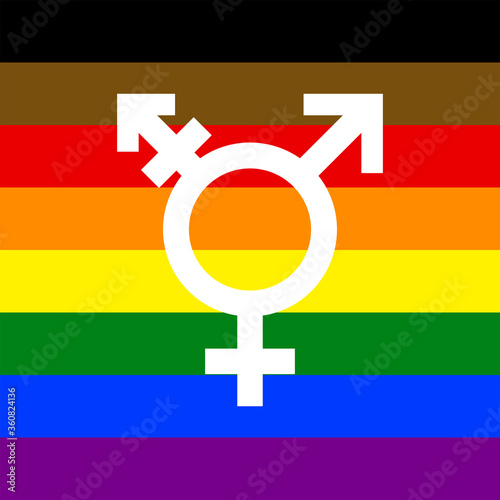 Trans sign on LGTBQ background. Vector Illustration