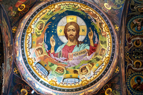 Interior of The Church of the Savior on Spilled Blood in Saint Petersburg, Russia