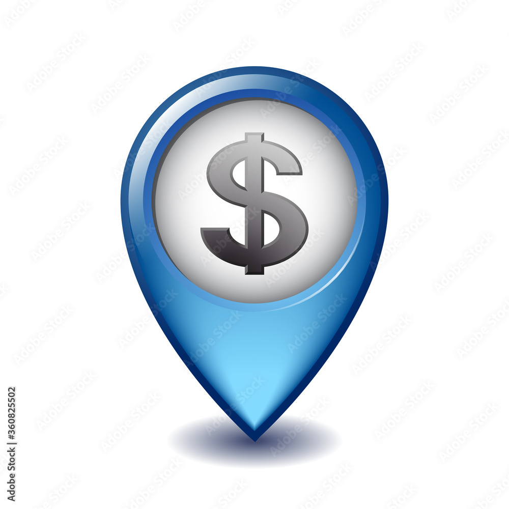 Dollar symbol on Mapping Marker vector icon. Dollar symbol on Mapping Marker vector icon.