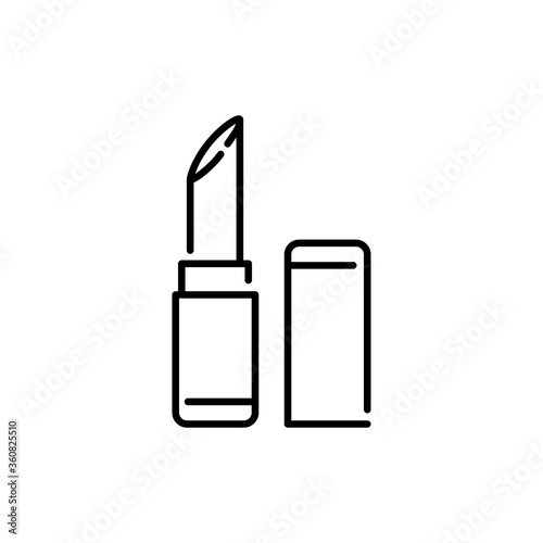 Concepto maquillaje y belleza. Icono plano lineal lápiz labial en color negro