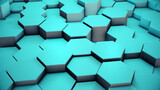 Background of hexagons illuminated by colored light.