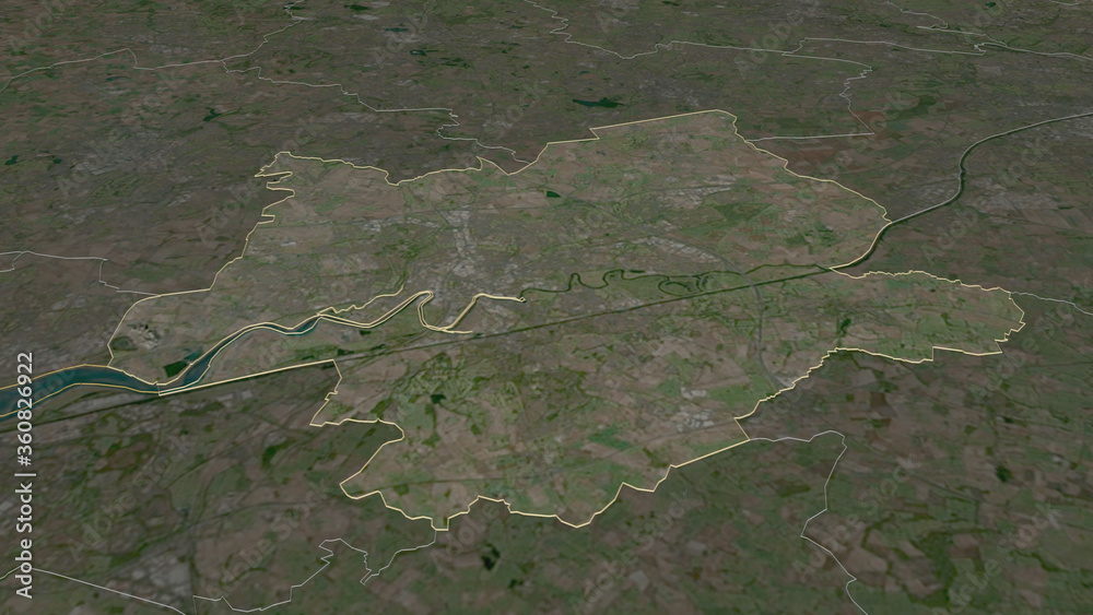 Warrington, England - outlined. Satellite