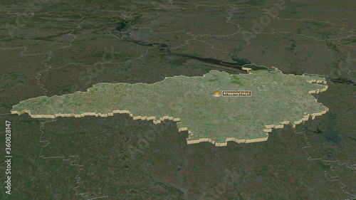 Kirovohrad, Ukraine - extruded with capital. Satellite