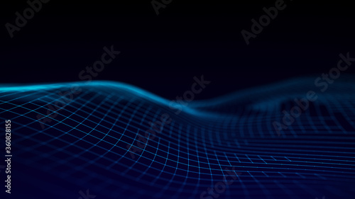 Fototapeta Naklejka Na Ścianę i Meble -  Abstract network connection with dots and lines on dark blue background. 3D rendering.