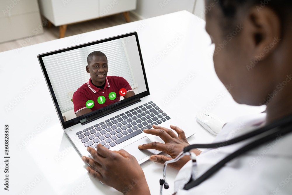 African Doctor In Video Conference Call Talking African Doctor In Video Conference Call Talking