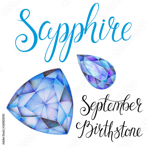 Photos September birthstone Sapphire isolated on white background