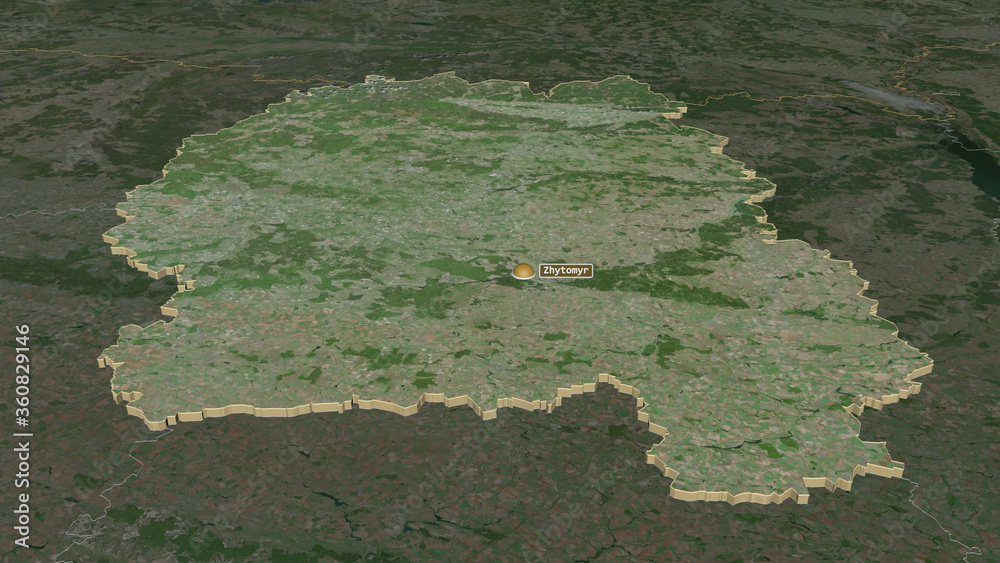 Zhytomyr, Ukraine - extruded with capital. Satellite