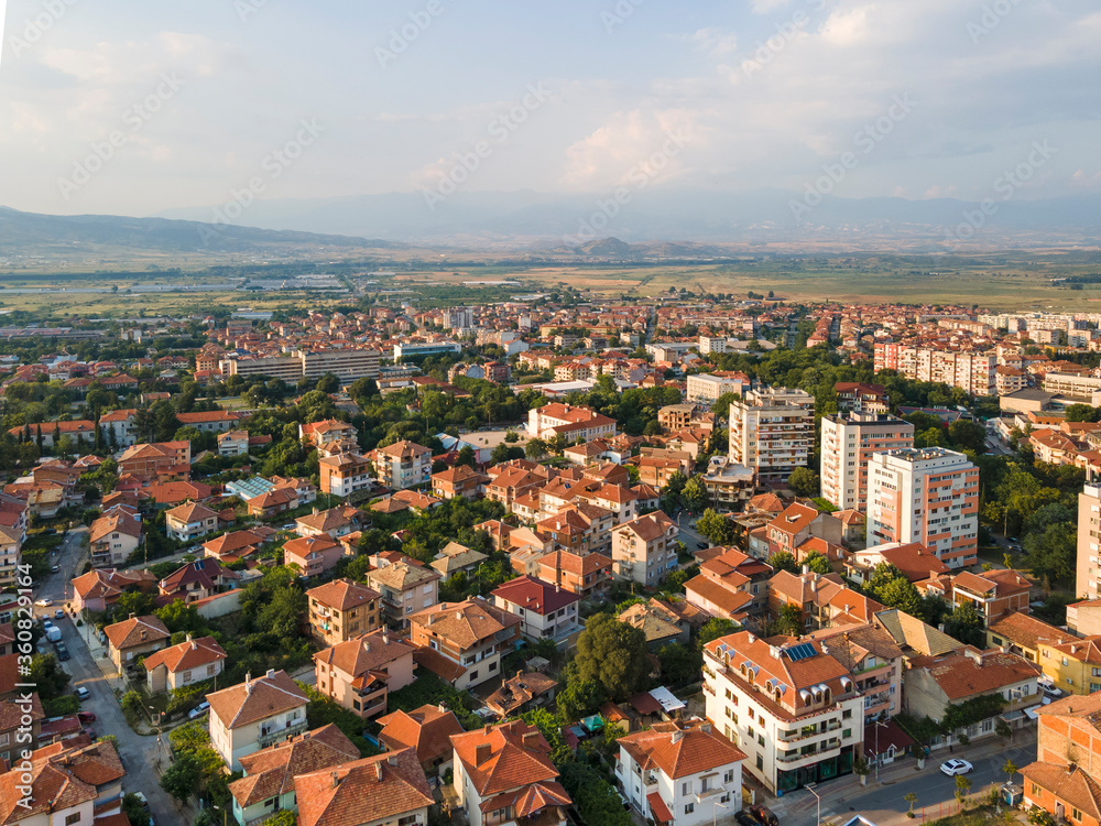 Aerial view of town of Petrich, Bulgaria