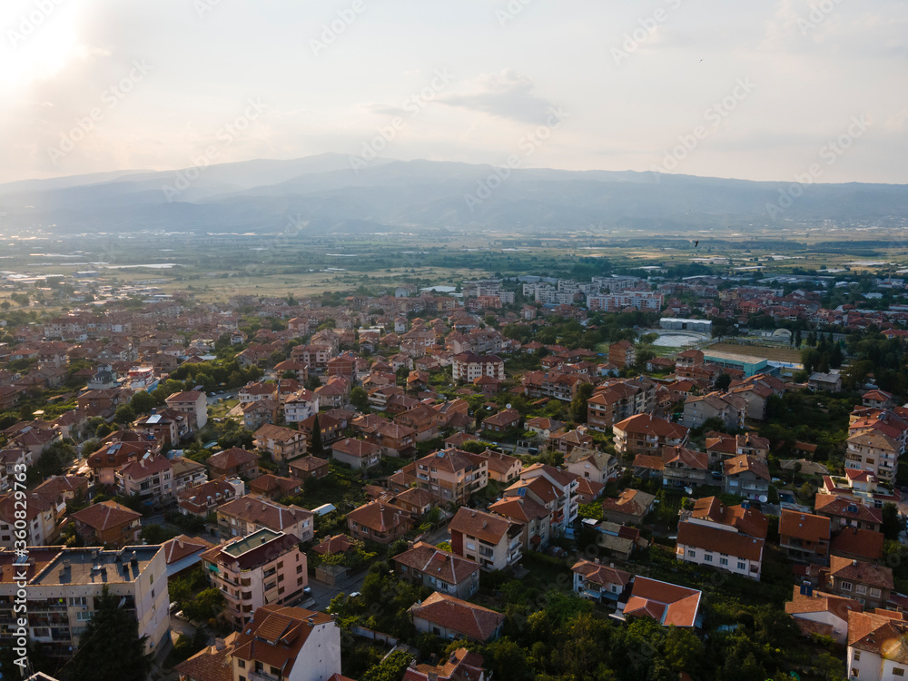 Aerial view of town of Petrich, Bulgaria