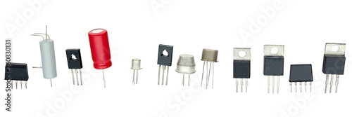 Canvas Print transistors different type on a white