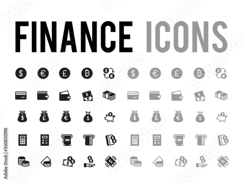 Finance, accounting payment method vector icon set